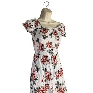 New‎ Look Women's M White Floral Long Dress Sleeveless Summer Casual